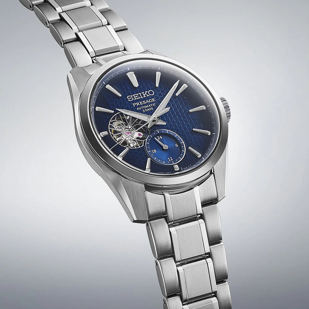Seiko Presage Men's Silver Watch, Blue Dial | Spb417j1 by i-watch