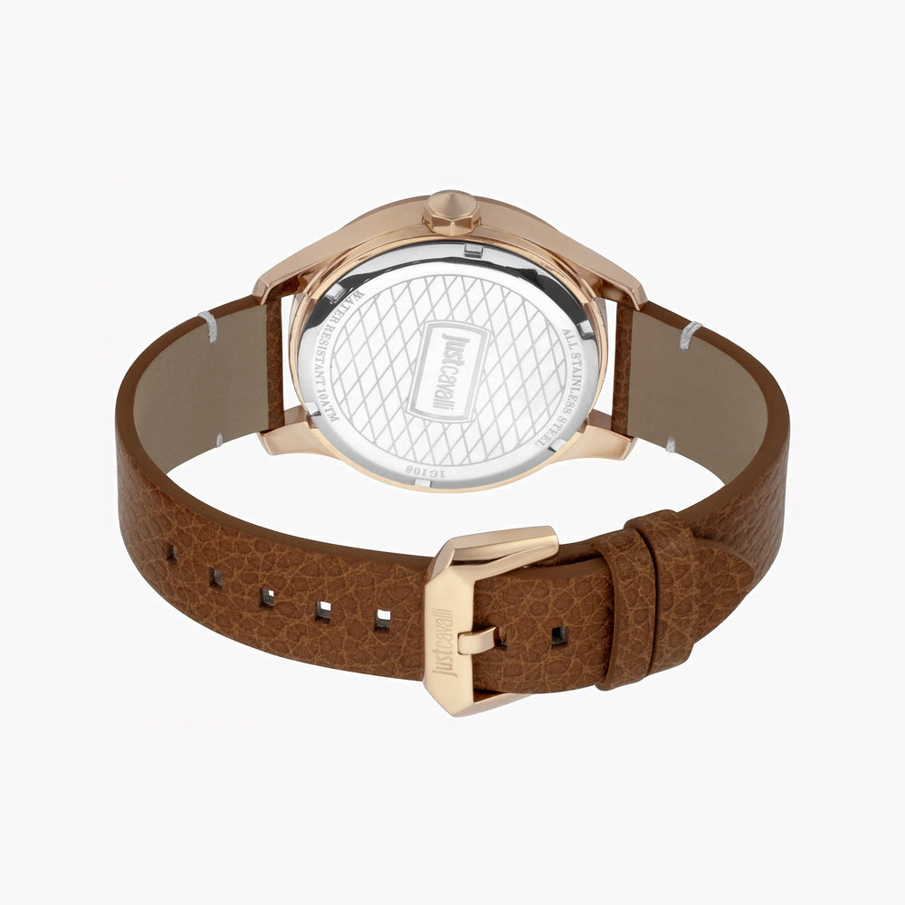 Just Cavalli Men's Brown Leather Watch, Silver Dial | Jc1g108l0045 by i-watch