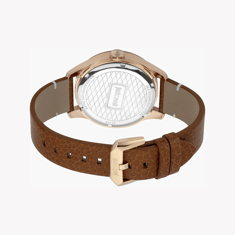 Just Cavalli Men's Brown Leather Watch, Silver Dial | Jc1g108l0045 by i-watch