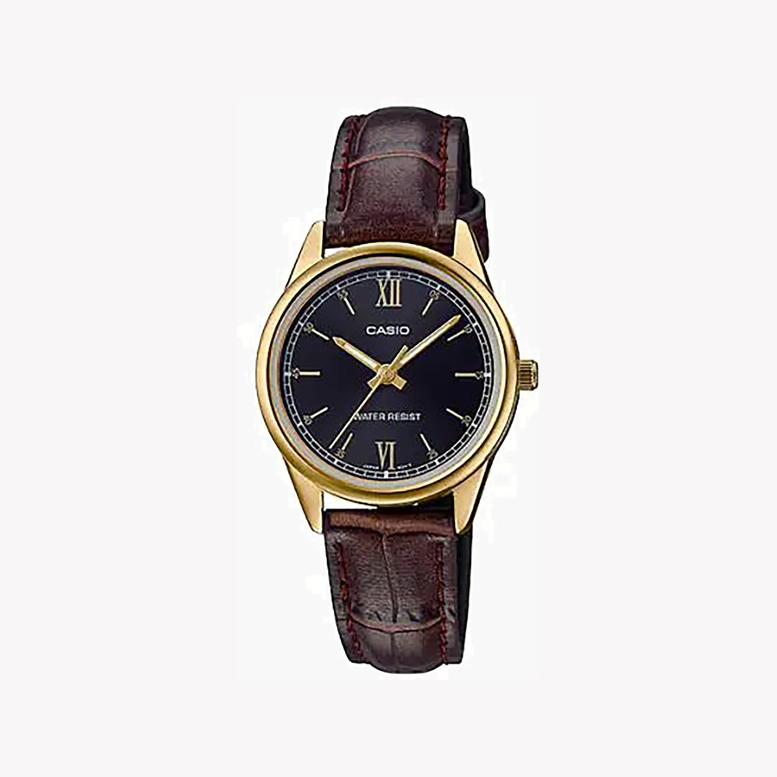 Casio Ltp-V005gl-1b2udf Elegant Timepiece - Sophisticated Gold & Brown Leather Watch For Women by i-watch