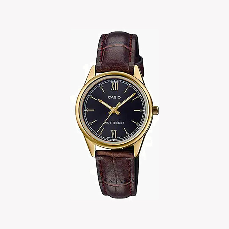Casio Ltp-V005gl-1b2udf Elegant Timepiece - Sophisticated Gold & Brown Leather Watch For Women by i-watch
