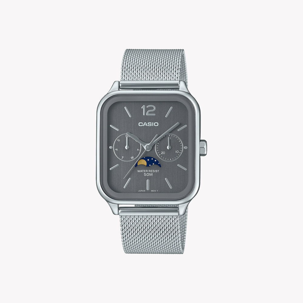 Refined Elegance Unisex Stainless Steel Watch, Grey Dial | Mtp-M305m-8aver by i-watch