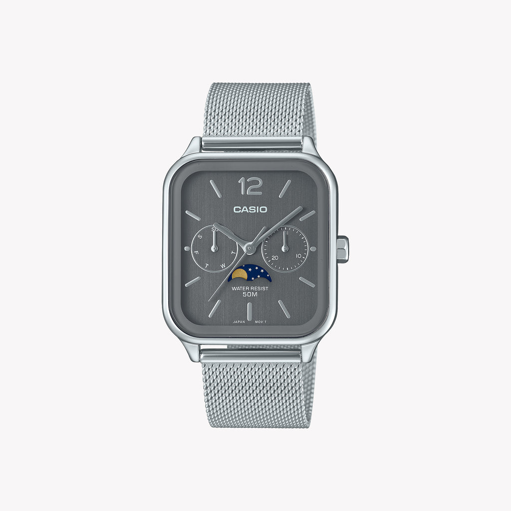 MTP-M305M-8AVER ELEGANT MOONPHASE - TIMELESS UNISEX WATCH IN SILVER & GREY