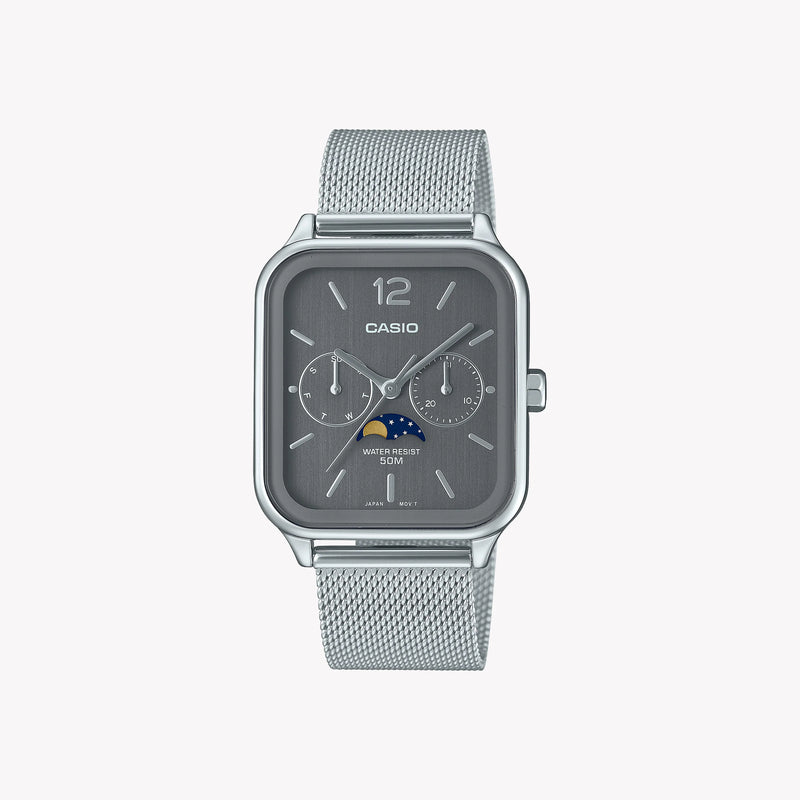 Refined Elegance Unisex Stainless Steel Watch, Grey Dial | Mtp-M305m-8aver by i-watch