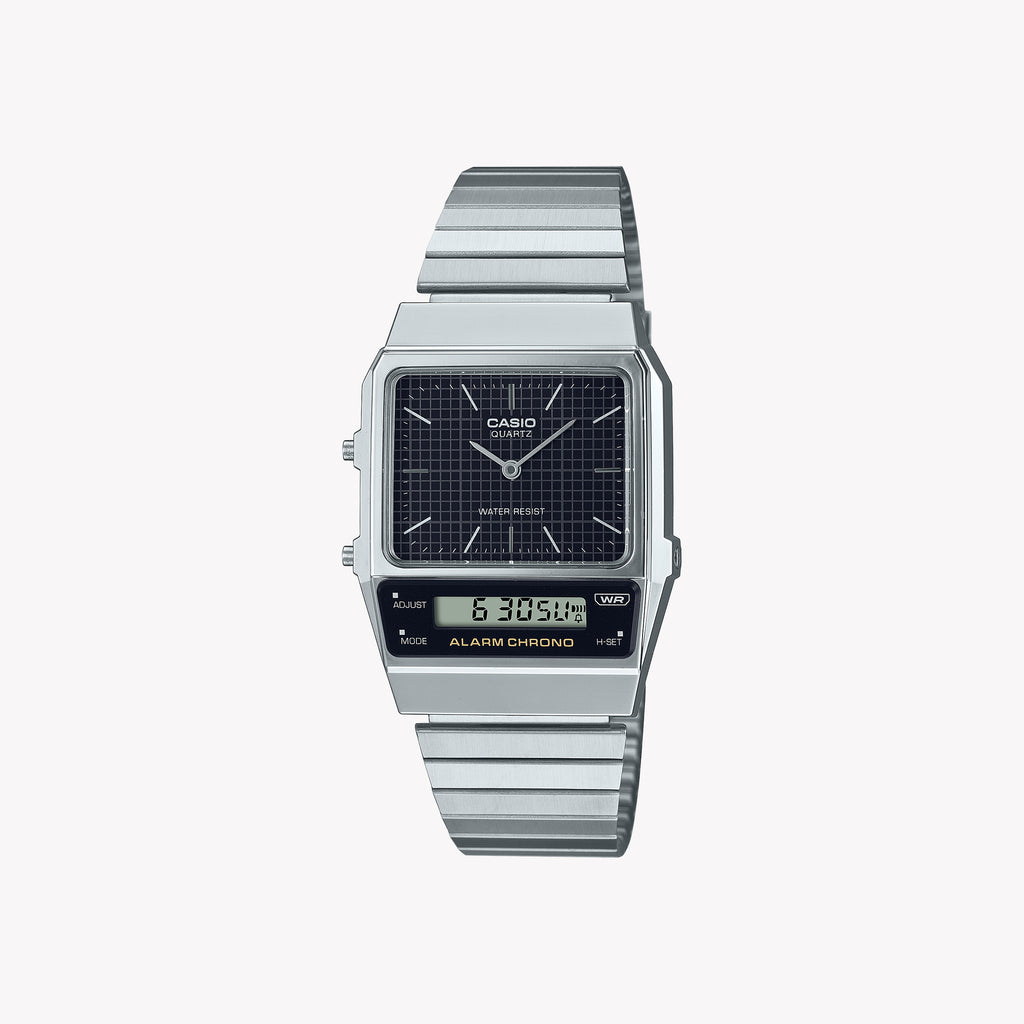CASIO AQ-800E-1A VERSATILE CHIC - DURABLE DIGITAL-ANALOG UNISEX WATCH with sleek silver band and modern design