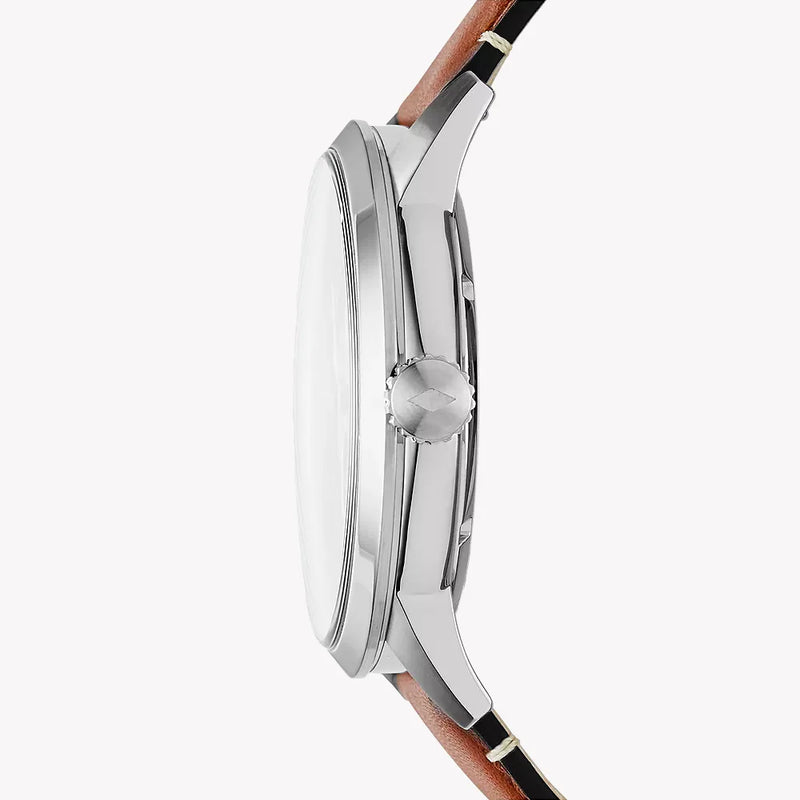 Fossil Men's Silver Watch, Brown Leather Band | Me3154 by i-watch