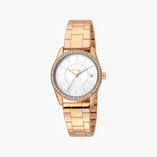Esprit Women's Rose Gold Stainless Steel Watch, Silver Dial | Es1l085m0015 by i-watch
