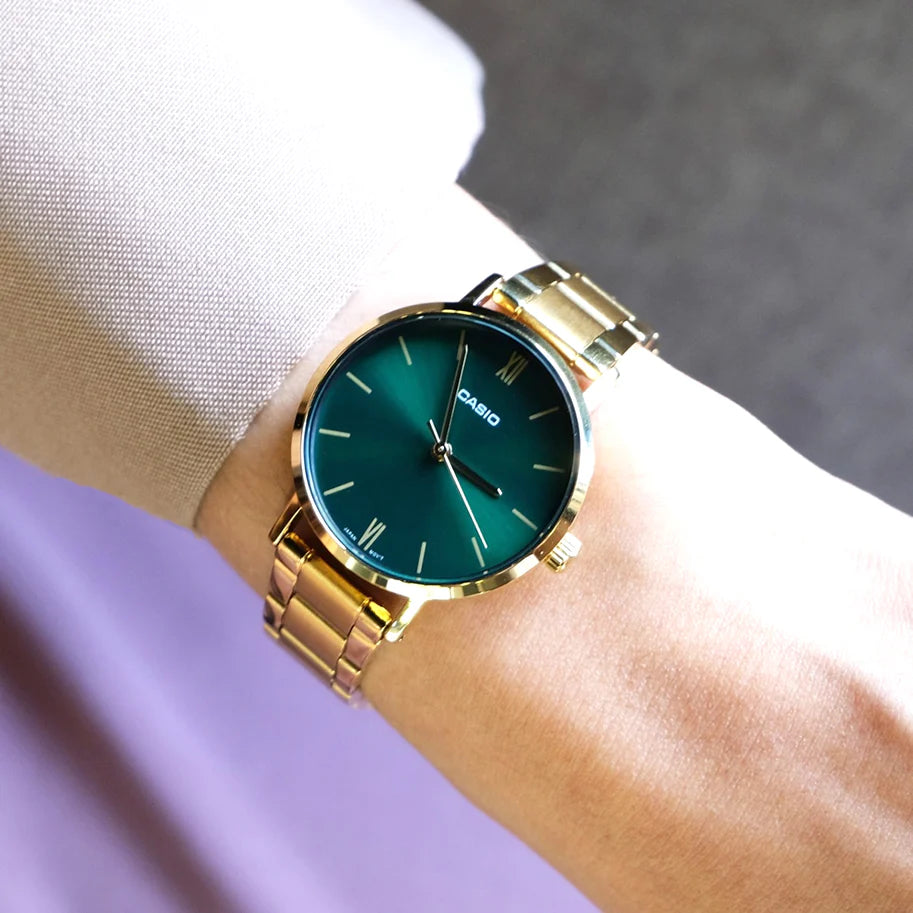 Casio Women's Gold Watch, Green Dial | Ltp-Vt02g-3a by i-watch