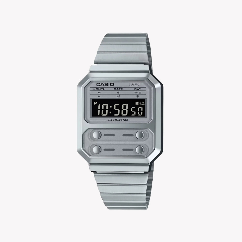 Casio Men's Resin Watch, Silver Dial | A-100we-7bdf by i-watch