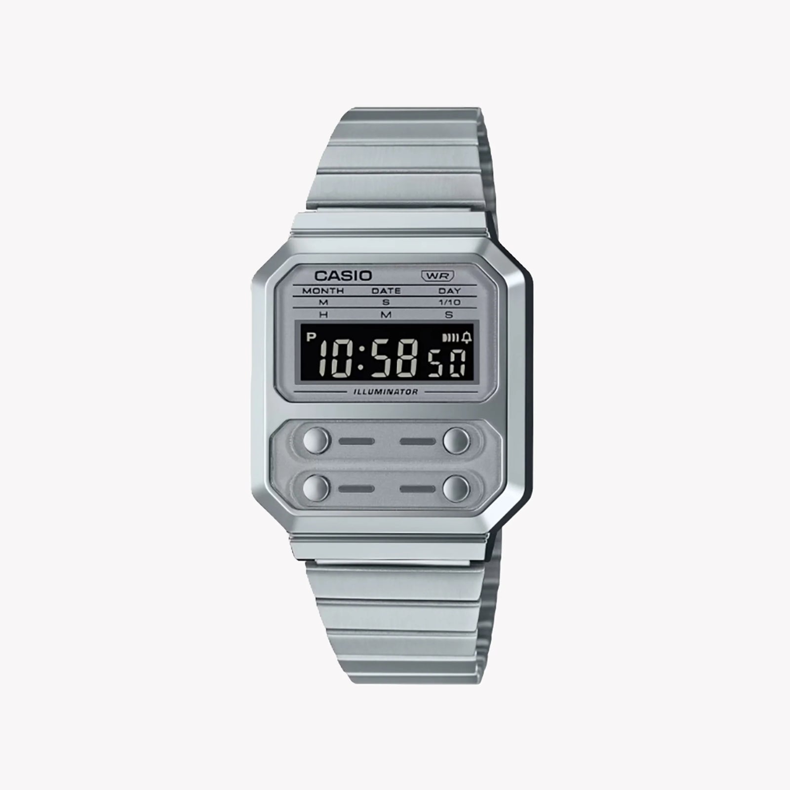 Casio Men's Resin Watch, Silver Dial | A-100we-7bdf by i-watch