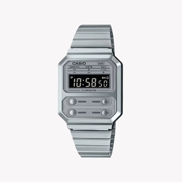 Casio Men's Resin Watch, Silver Dial | A-100we-7bdf by i-watch
