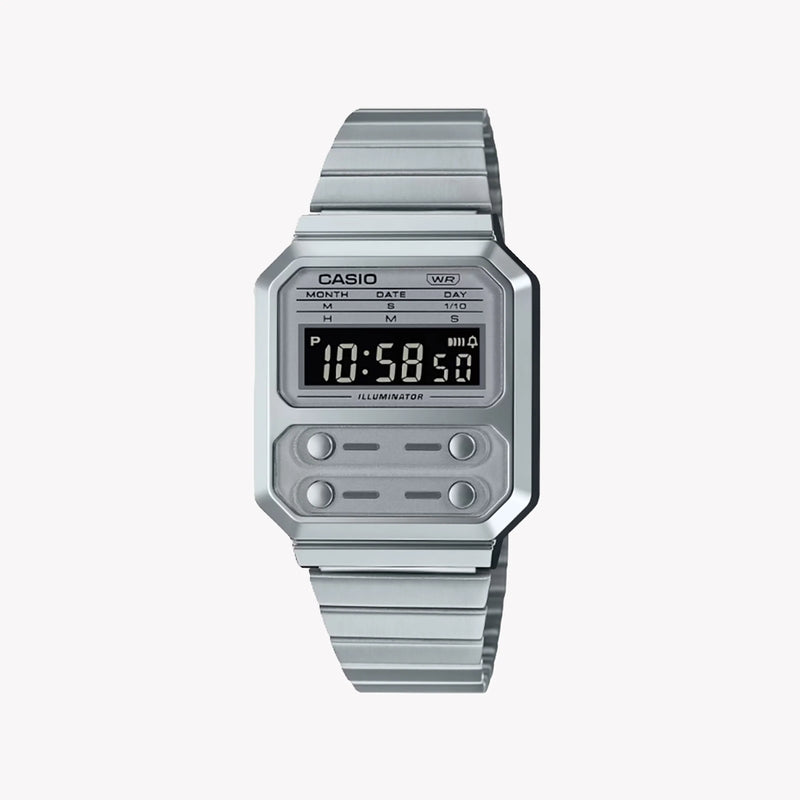 Casio Men's Resin Watch, Silver Dial | A-100we-7bdf by i-watch