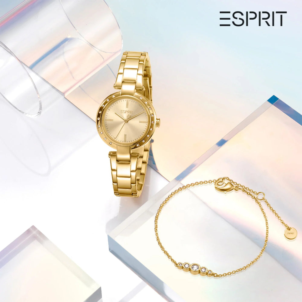 Esprit Women's Gold Stainless Steel Watch, Champagne Dial | Es1l046m0085 by i-watch