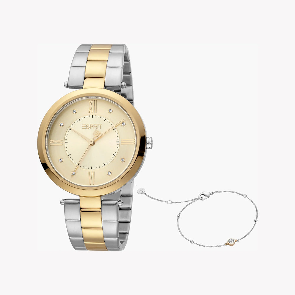 Esprit Women's Silver & Gold Stainless Steel Watch, Champagne Dial | ES1L252M0045 by i-watch