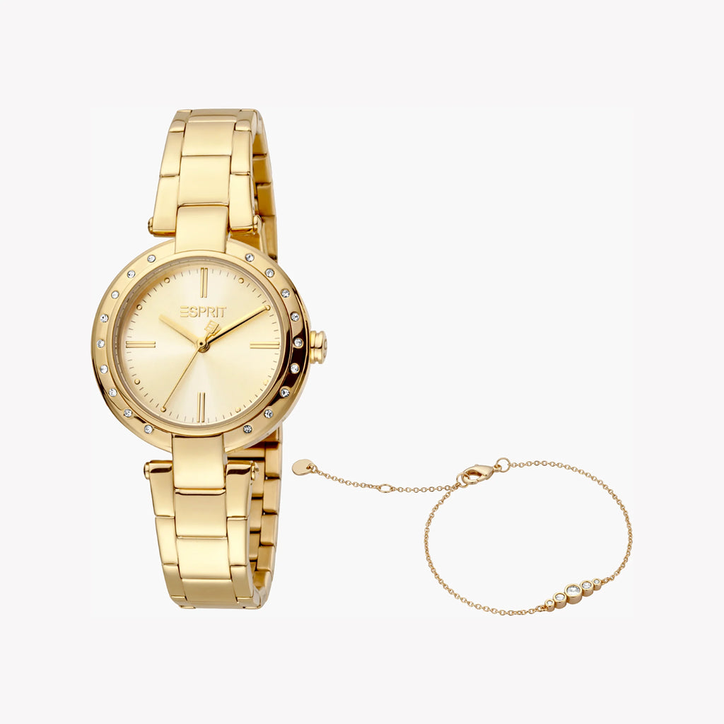 ESPRIT Women's Watch with Gold Stainless Steel Case and Gold Stainless Steel Band