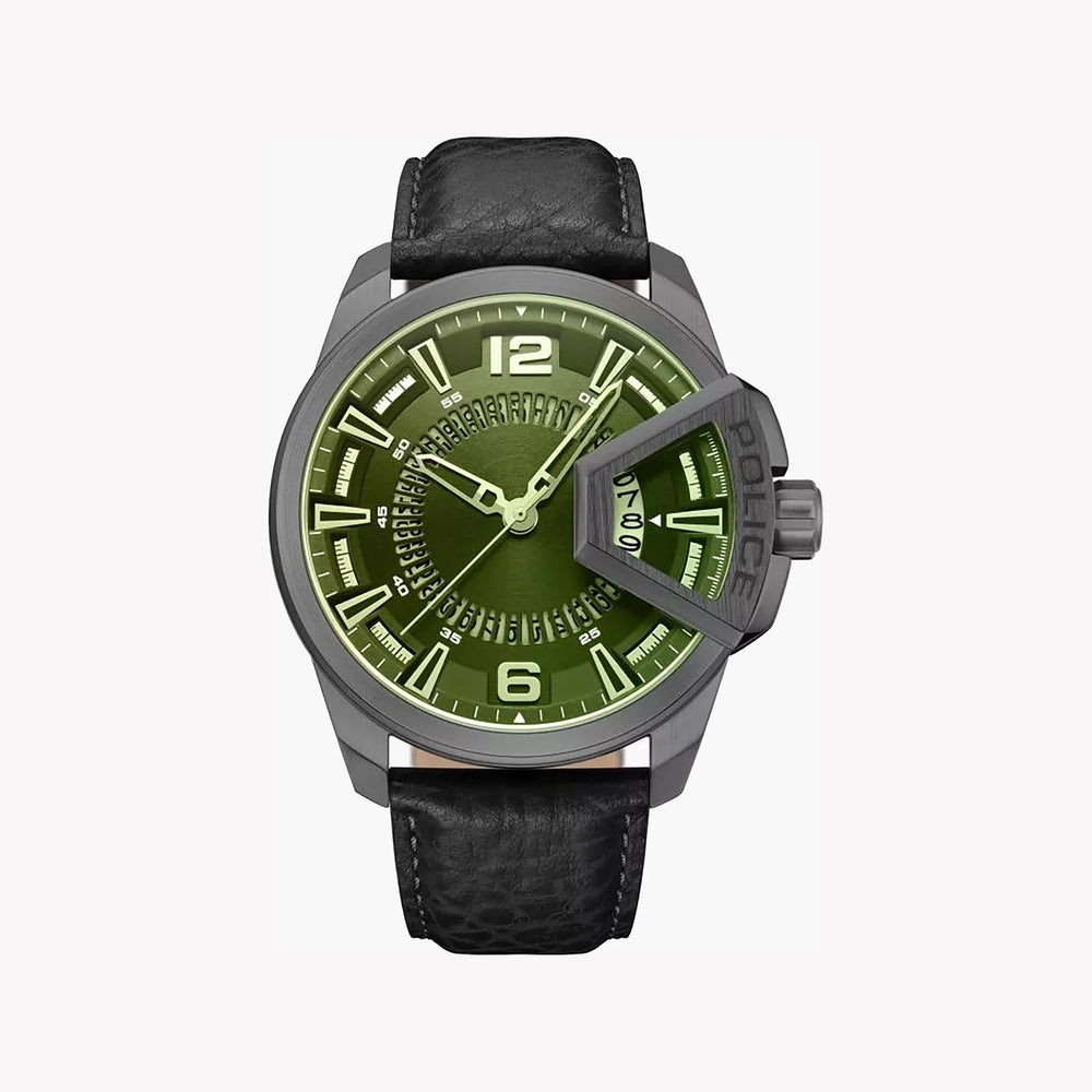 Police Watches Men's Black Stainless Steel, Green Dial | Pewjb0005603 by i-watch