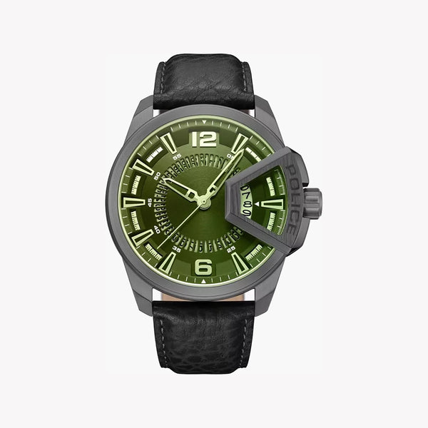Police Watches Men's Black Stainless Steel, Green Dial | Pewjb0005603 by i-watch