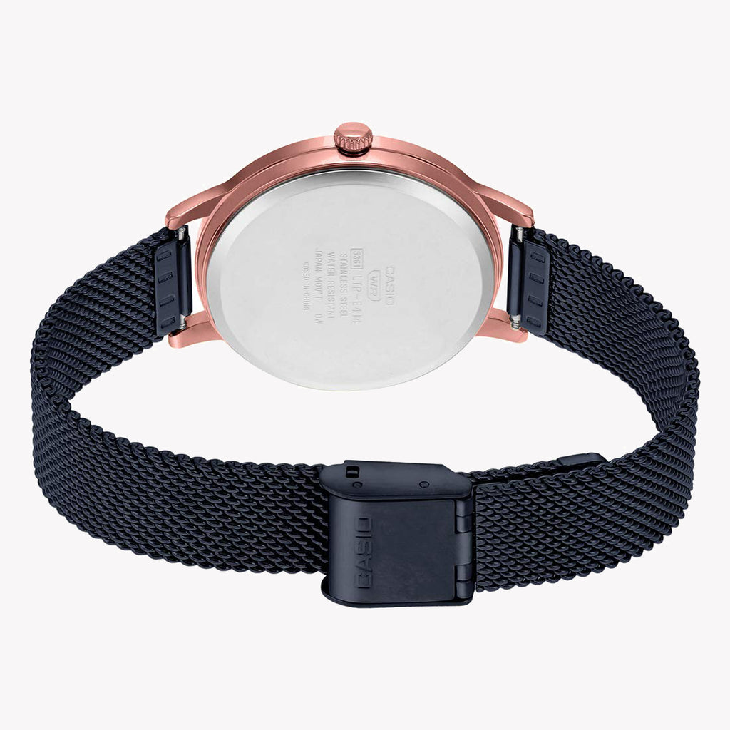 CASIO LTP-E157MRB-1BDF - SPORTY ELEGANCE UNISEX WATCH with Black Stainless Steel Band & Rose Gold Details-i-Watch-2