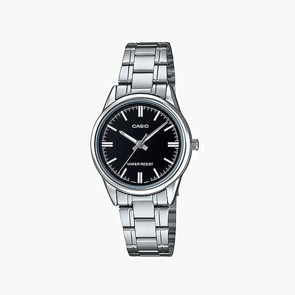 Casio Women's Silver Stainless Steel Watch, Black Dial | Ltp-V005d-1audf by i-watch