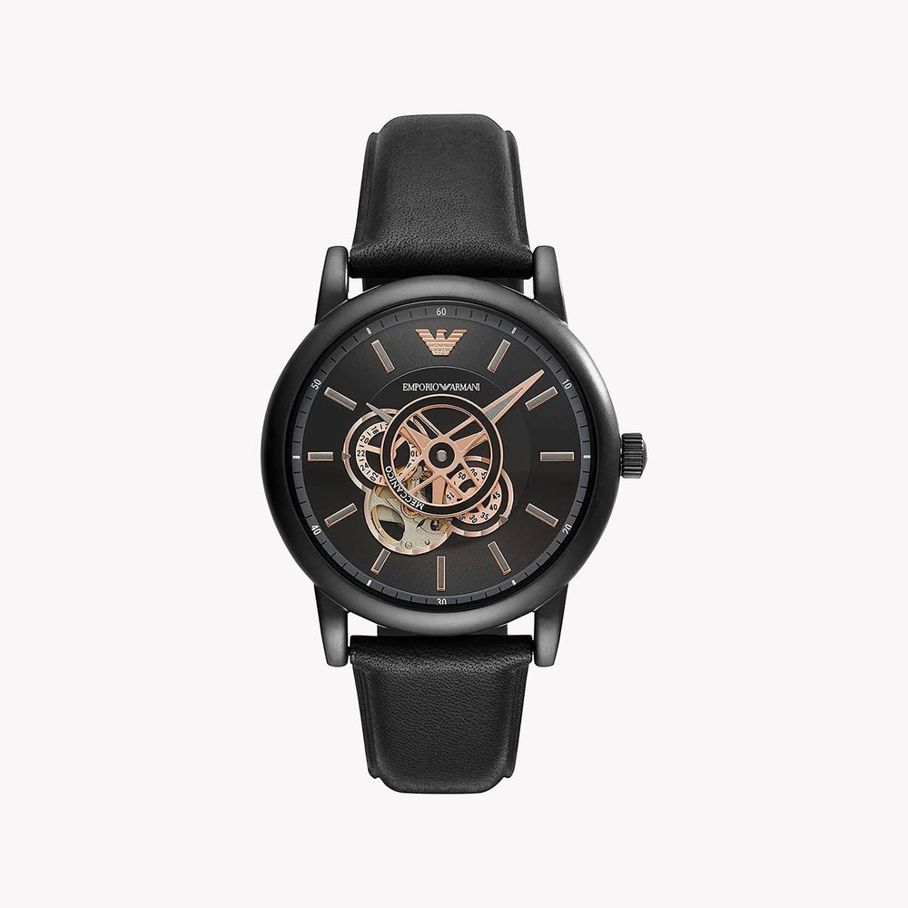 Emporio Armani Men's Black Leather Watch, Black Dial | Ar60012 by i-watch