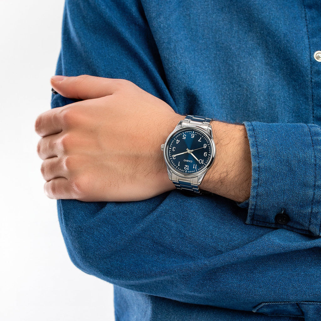 CASIO MTP-V005D-2B4 - STUNNING BLUE DIAL MEN'S TIMEPIECE - STYLISH STAINLESS STEEL-i-Watch-4