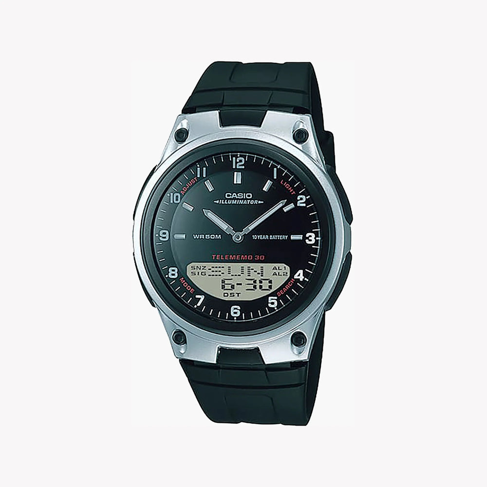 Casio Unisex Silver Silicone Watch, Black Stainless Steel | Aw-80-1a by i-watch