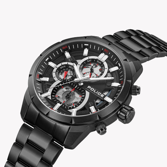 POLICE PEWJK0021806 DYNAMIC ELEGANCE - Men's Black Stainless Steel Watch with Multi-Colored Dial-i-Watch-2