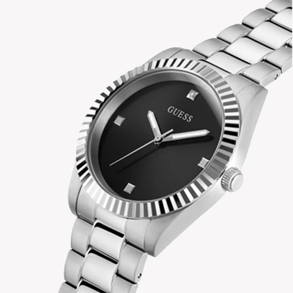 Guess Men's Silver Stainless Steel, Black Dial | Gw0542g1 by i-watch