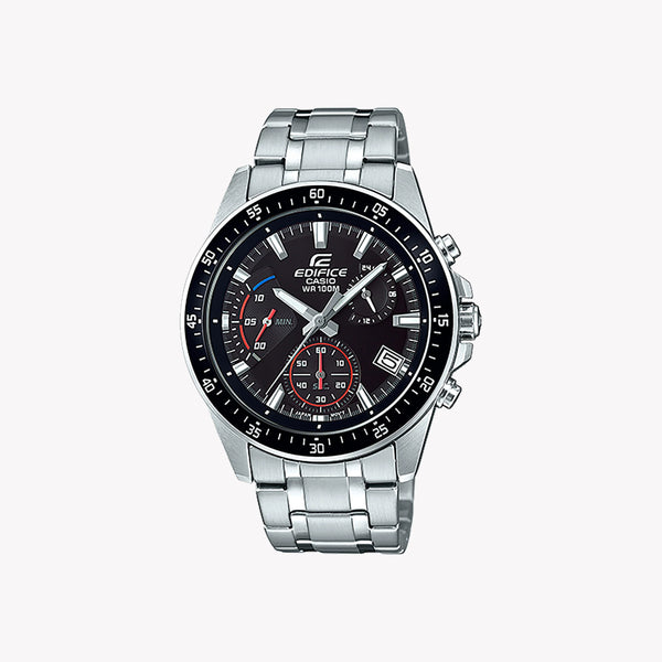 Casio Men's Silver Stainless Steel Watch, Black Dial | Efv-540d-1avuef by i-watch