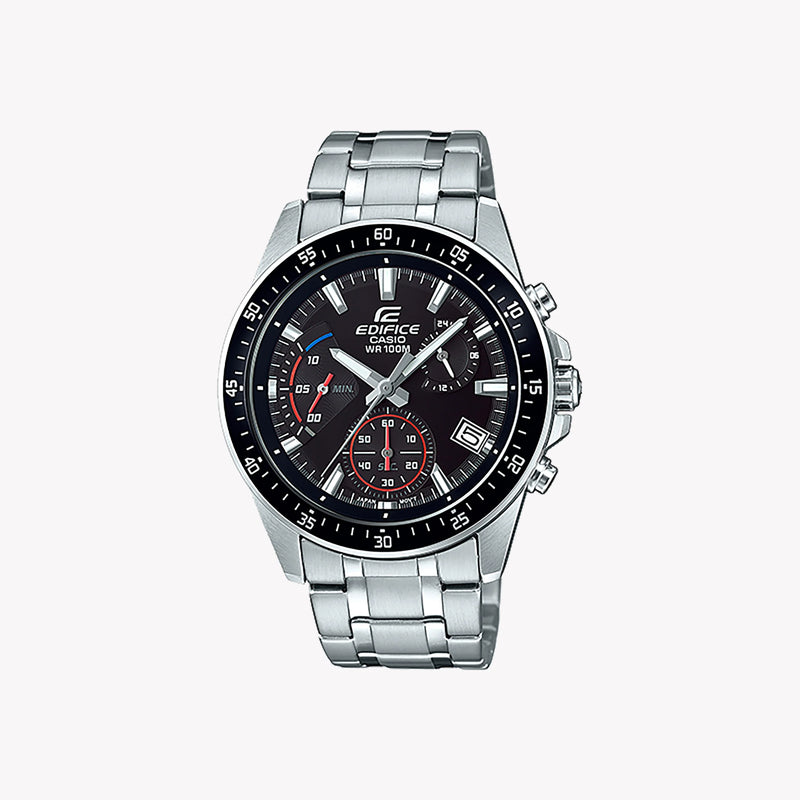 Casio Men's Silver Stainless Steel Watch, Black Dial | Efv-540d-1avuef by i-watch