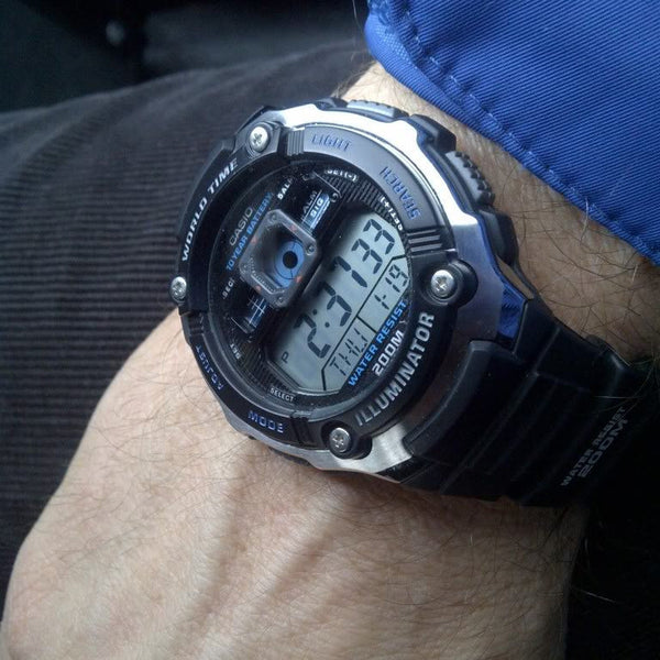 Casio Men's Silver Resin Watch, Black Band | Ae-2000w-1avdf by i-watch