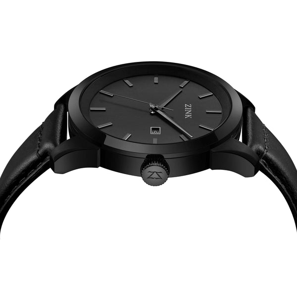 Zink Zk133g1ls-226 Elegant Black Leather Men's Watch - Timeless Craftsmanship & Style by i-watch