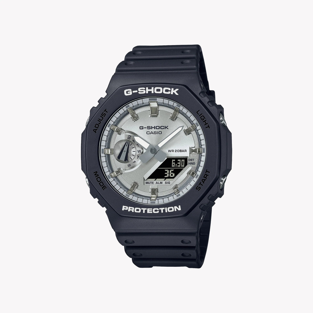 Casio G-Shock Men's Black Resin Watch, Silver Dial | Ga-2100sb-1aer by i-watch