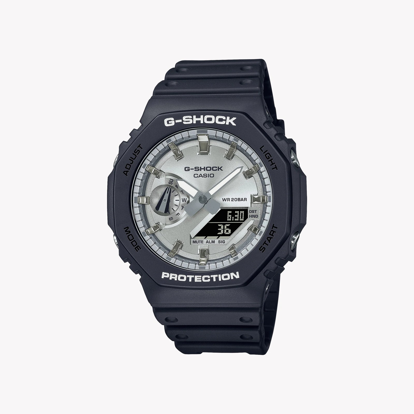 Casio G-Shock Men's Black Resin Watch, Silver Dial | Ga-2100sb-1aer by i-watch