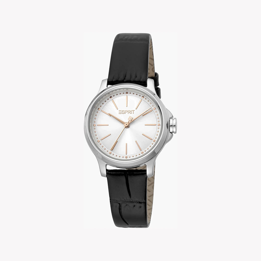 Esprit Women's Black Leather Watch, Silver Dial | ES1L144L2015 by i-watch