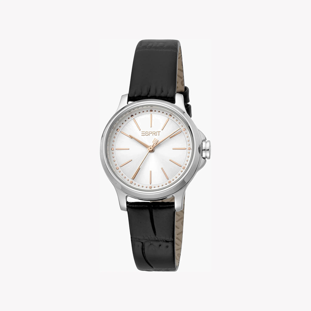 ESPRIT Women's Watch with Silver Stainless Steel Case and Black Leather Band-i-Watch-2