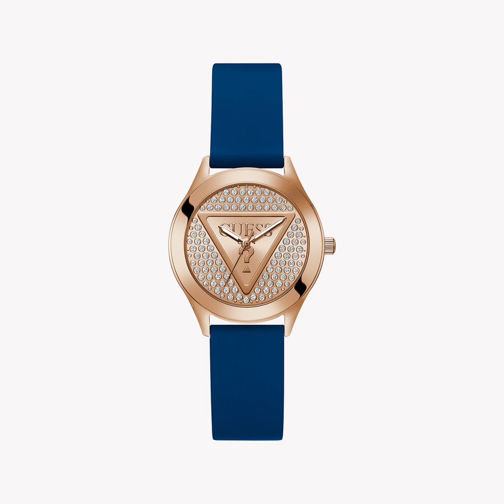 Guess Women's Rose Gold Watch, Blue Silicone Band | Gw0745l4 by i-watch