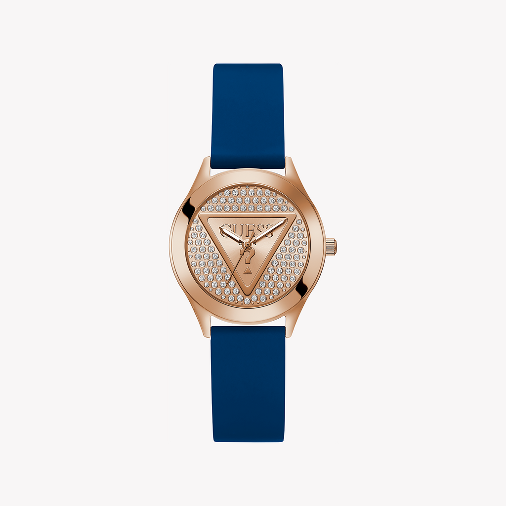 GUESS GW0745L4 ROSE GOLD RADIANCE - CHIC WOMEN'S TIMEPIECE WITH BLUE SILICONE BAND