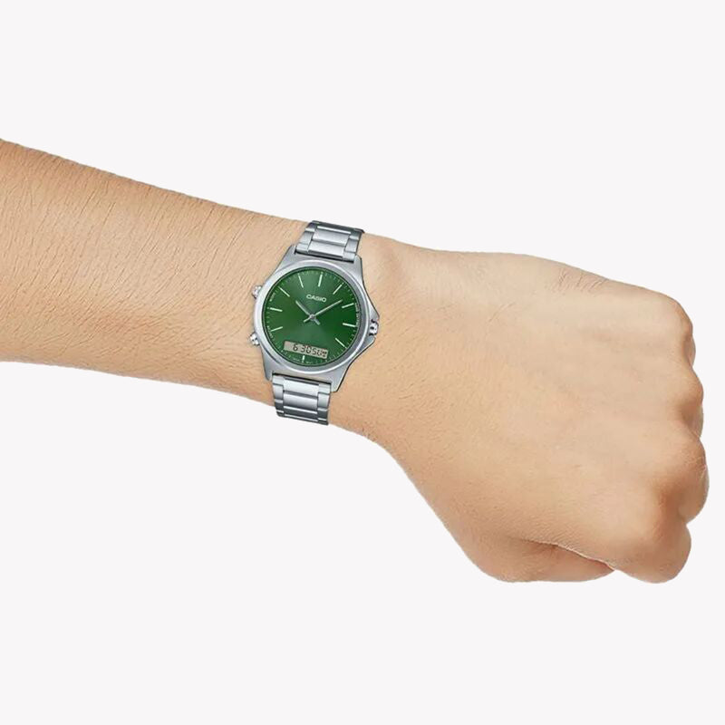 CASIO MTP-VC01D-3E ADVENTURER - STYLISH GREEN DIAL MEN'S WATCH WITH STAINLESS STEEL BAND-i-Watch-3