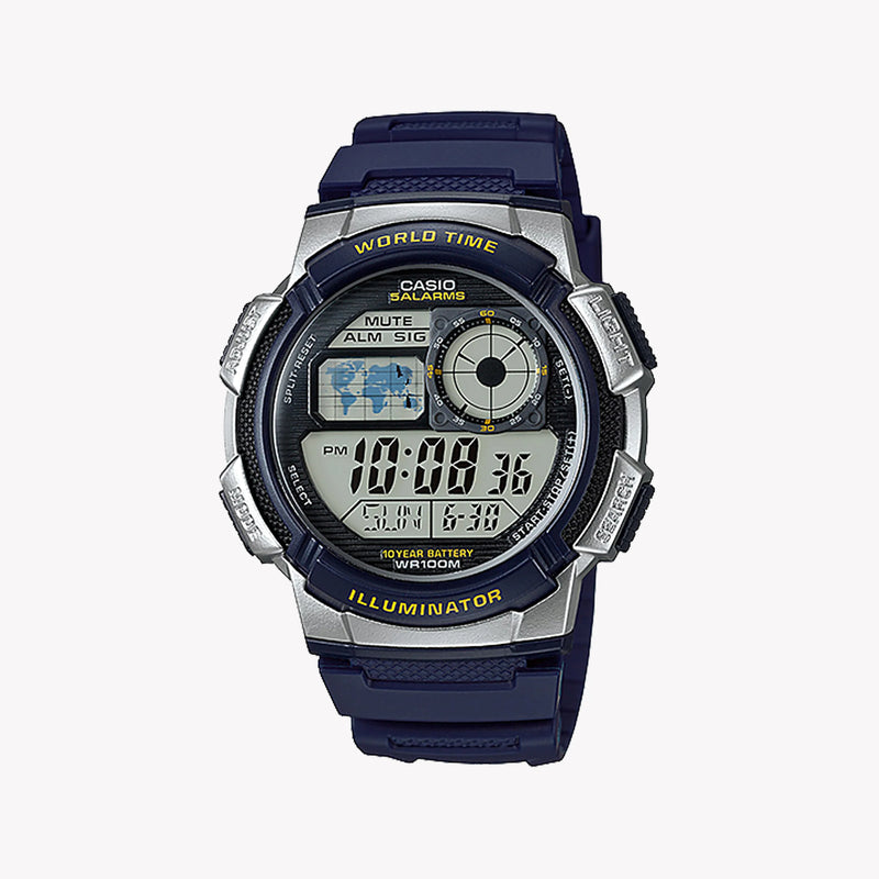 Casio Men's Grey Blue Resin Watch, Digital Display | Ae-1000w-2avdf by i-watch