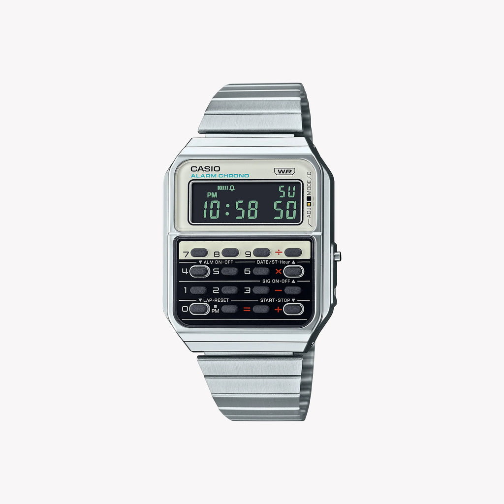 Casio Unisex Silver Digital Watch, Chrome Plated Resin Ca-500we
