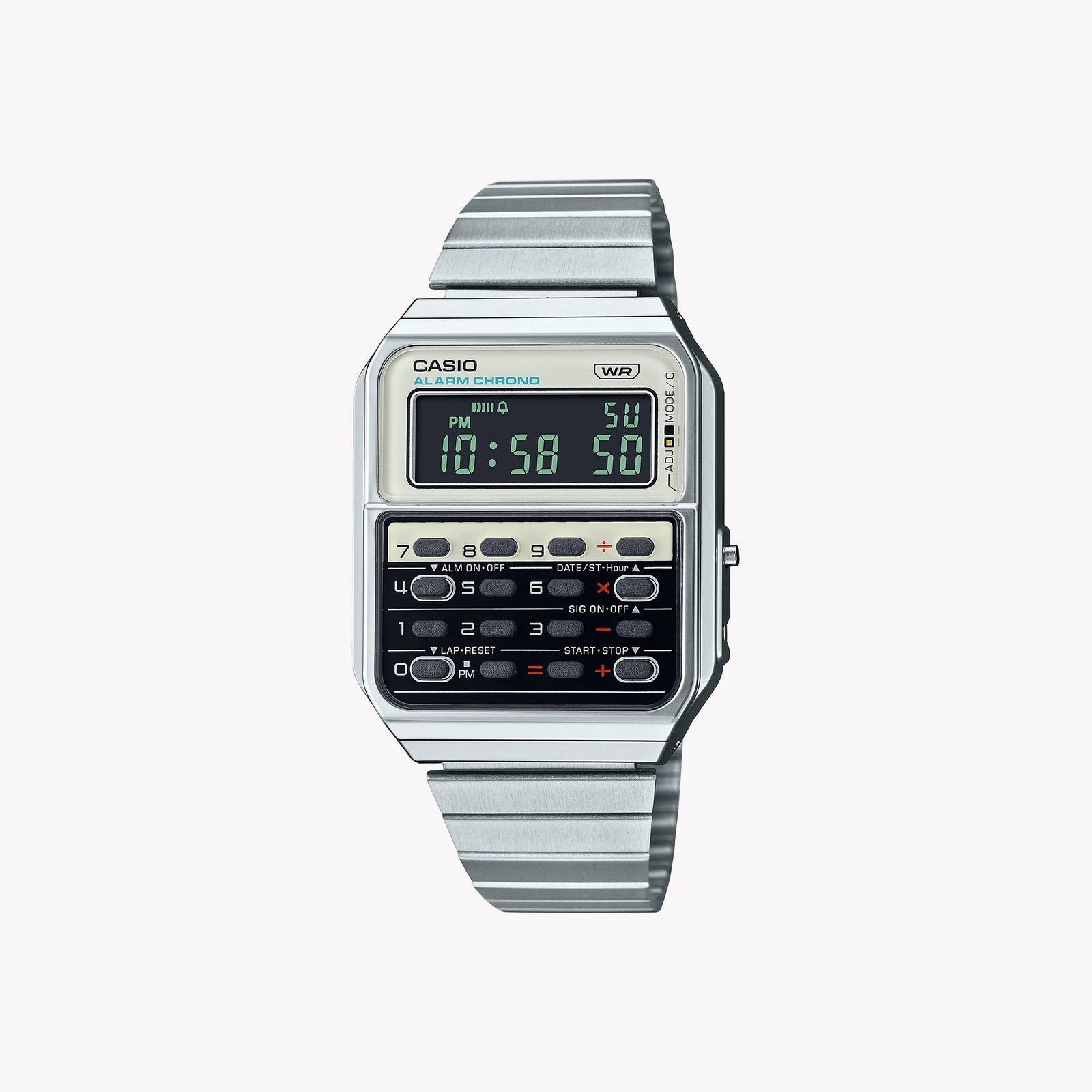 Casio Unisex Silver Digital Watch, Chrome Plated Resin | Ca-500we-7b by i-watch
