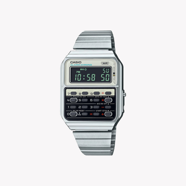 Casio Unisex Silver Digital Watch, Chrome Plated Resin | Ca-500we-7b by i-watch