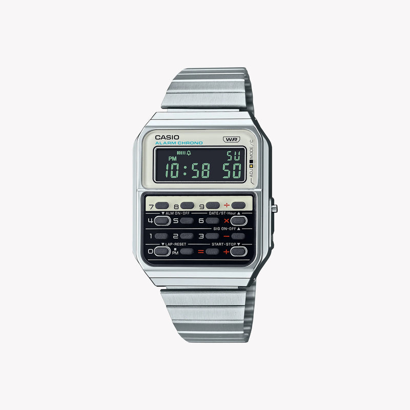Casio Unisex Silver Digital Watch, Chrome Plated Resin | Ca-500we-7b by i-watch