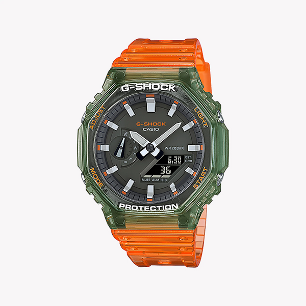 Casio G-Shock Ga-2100hc-4adr - Bold Adventure Series Men's Watch With Vibrant Orange & Green Design by i-watch