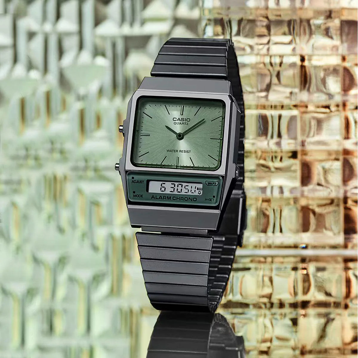 Casio Men's Grey Resin Watch, Green Dial | Aq-800ecgg-3a – i-watch Casio Men's Grey Resin Watch, Green Dial | Aq-800ecgg-3a – i-watch