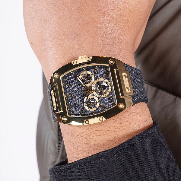 Guess Men's Gold Stainless Steel, Black Silicone | Gw0786g1 by i-watch