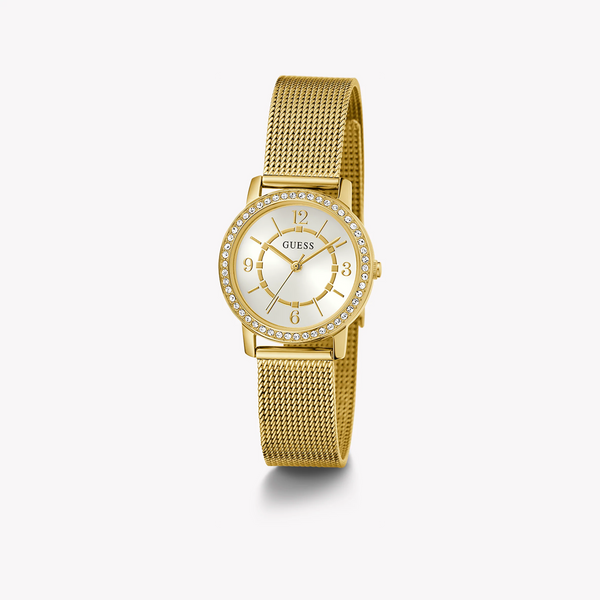Guess Women's Gold Mesh Watch, White Dial | Gw0534l2 by i-watch