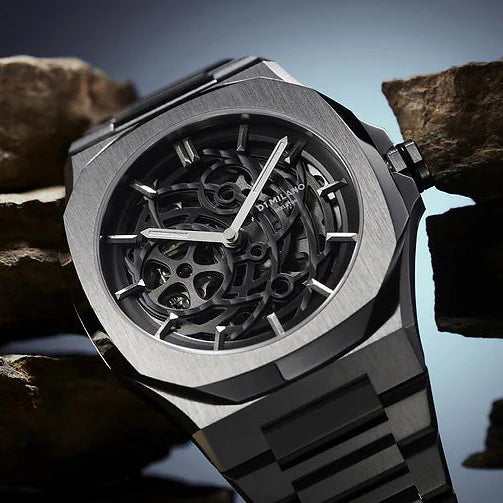 D1 MILANO Men's Silver Stainless Steel Watch, Black Dial | D1-SKBJ10 by i-watch