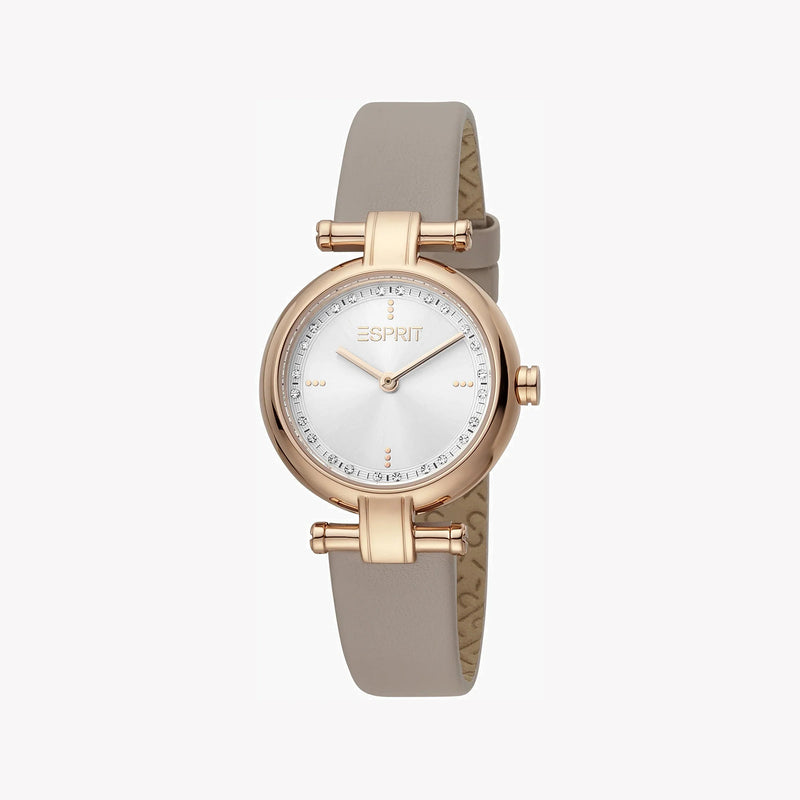 Esprit Women's Beige Leather Watch, Silver Dial | Es1l081m0015 by i-watch